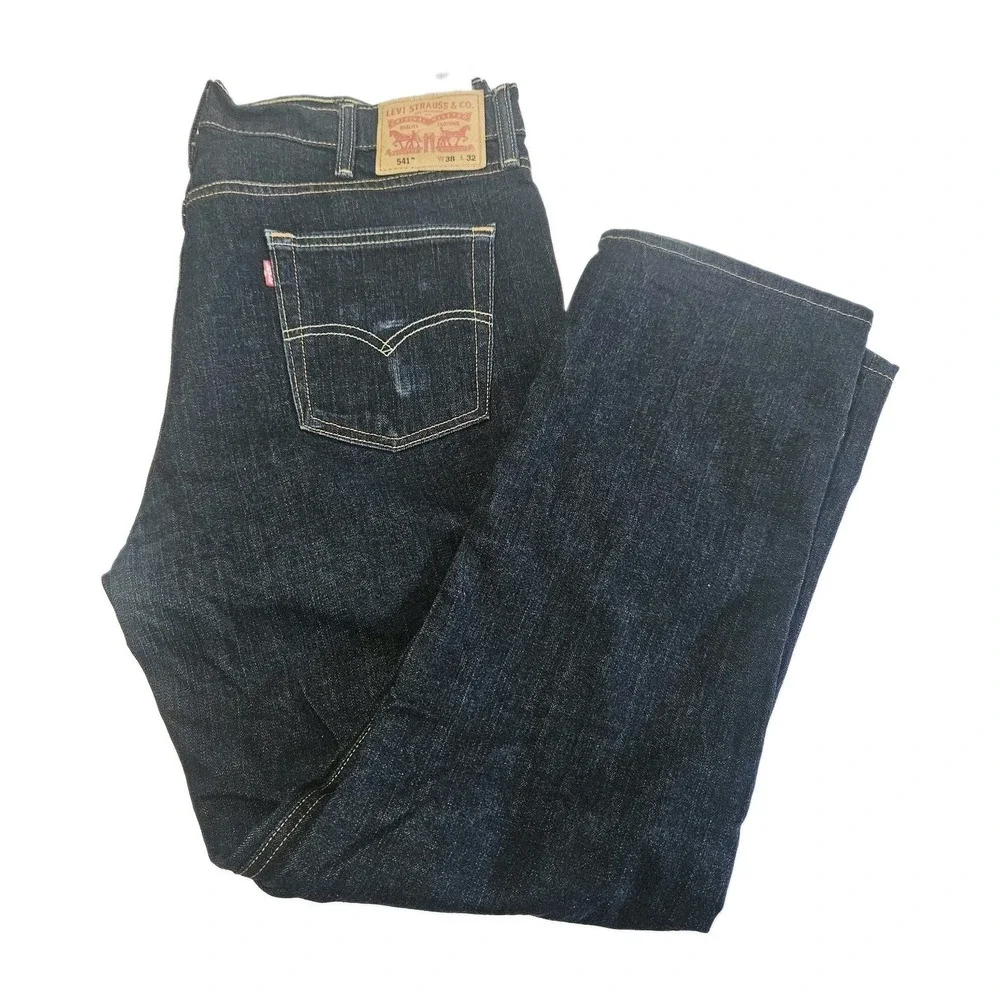 Levi Strauss 541 Men's Jeans Size 38x32 Dark Wash Denim Blue Cotton Straight Fit